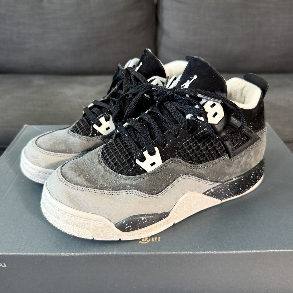 Nike Air Jordan 4 Black Gray Retro GS Fear Basketball Sneakers Youth Size 3Y
